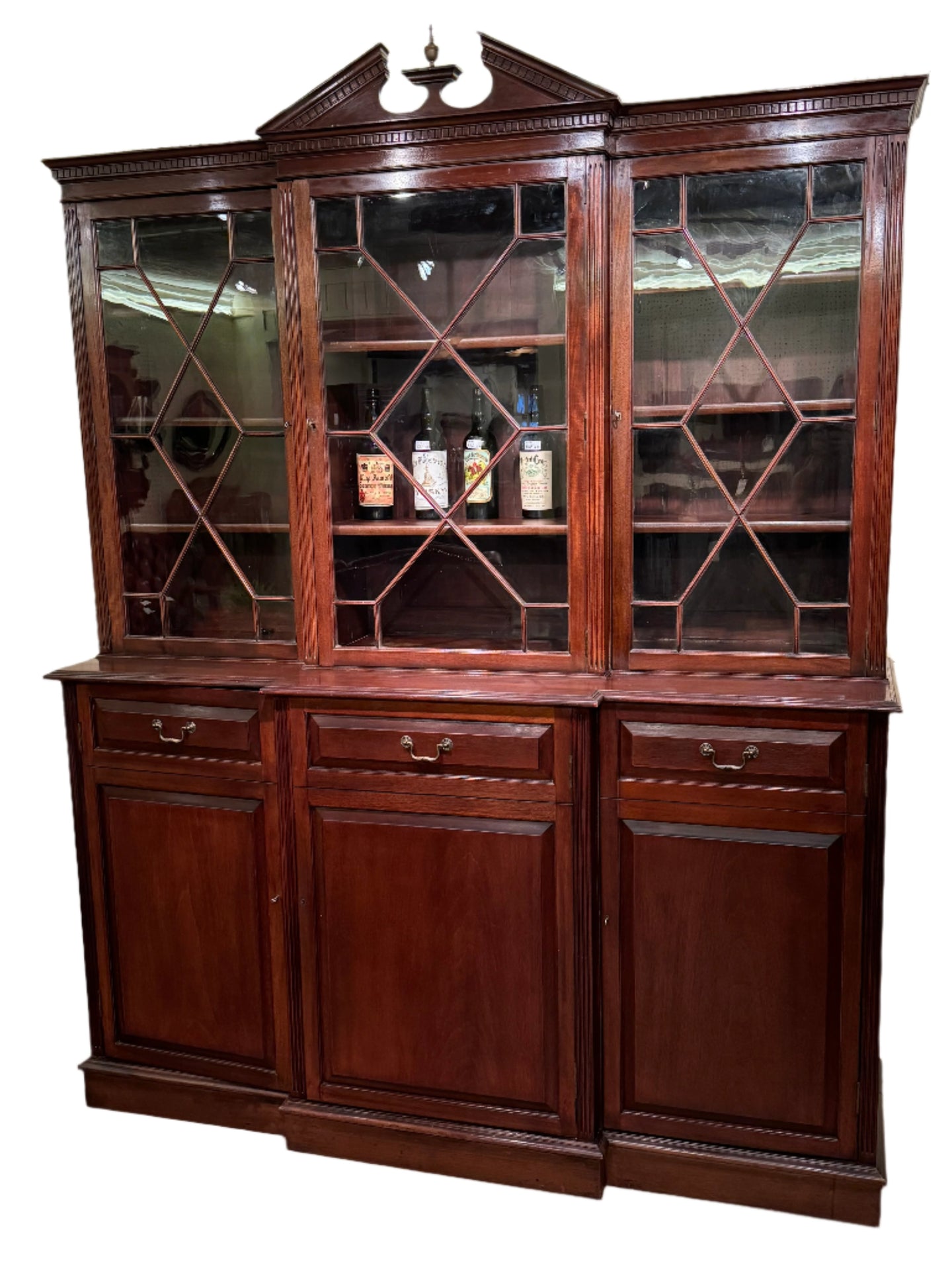 English Mahogany Bookcase over Cupboard c.1920