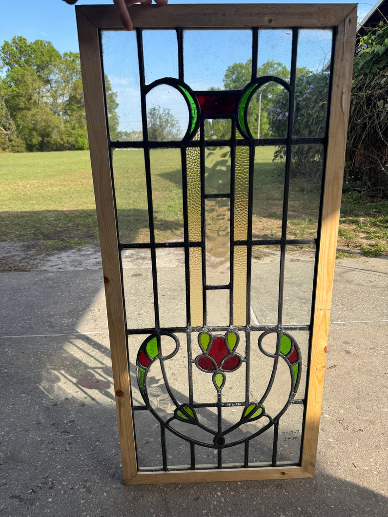 Antique English Stained Glass in Shipping Frame