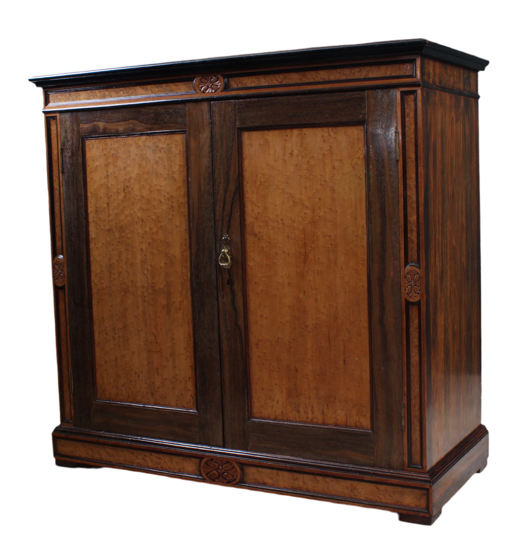 English Birdeye Maple Cabinet C. 1900