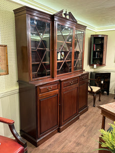 English Mahogany Bookcase over Cupboard c.1920