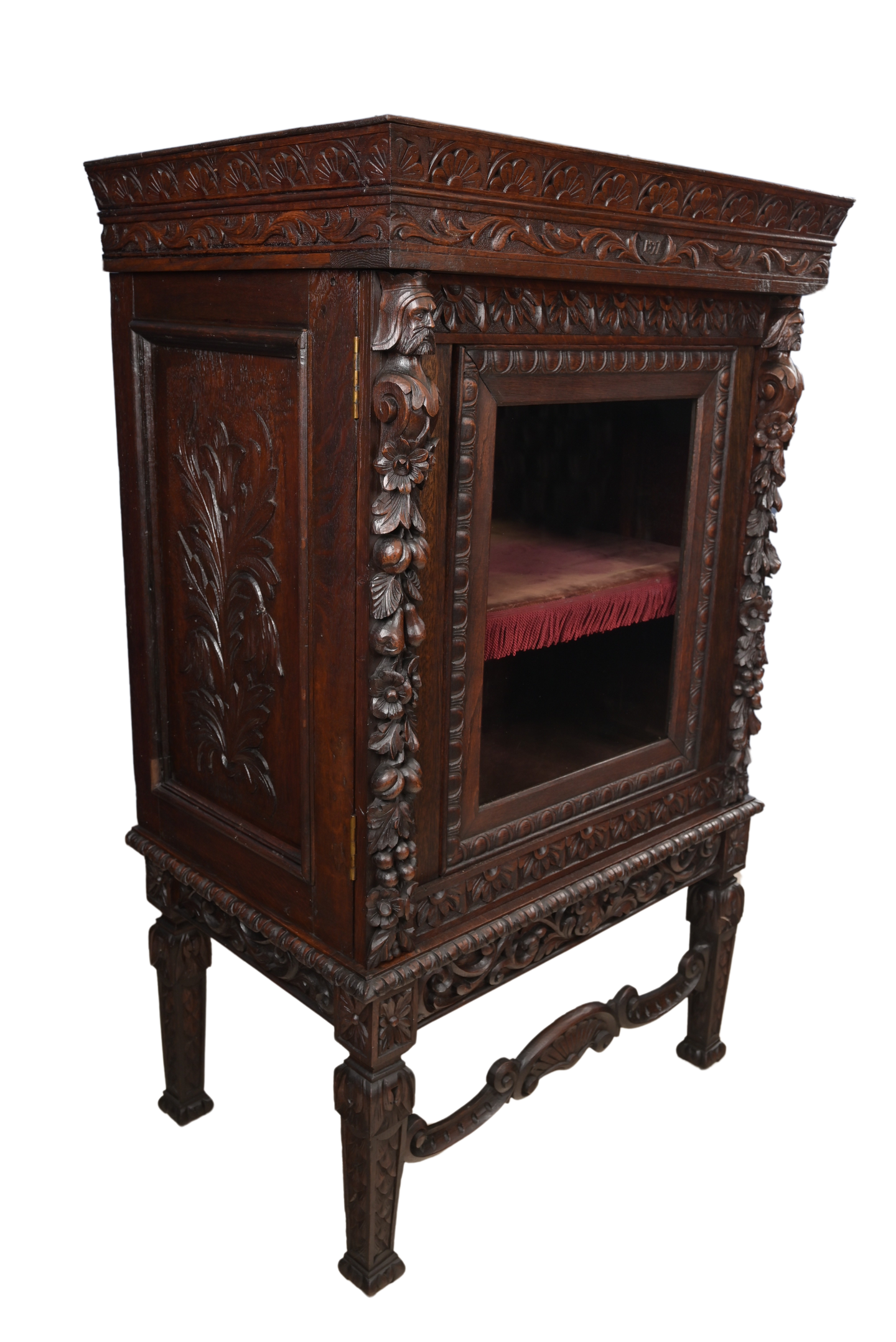 Handcarved English Vitrine Cabinet c.1860