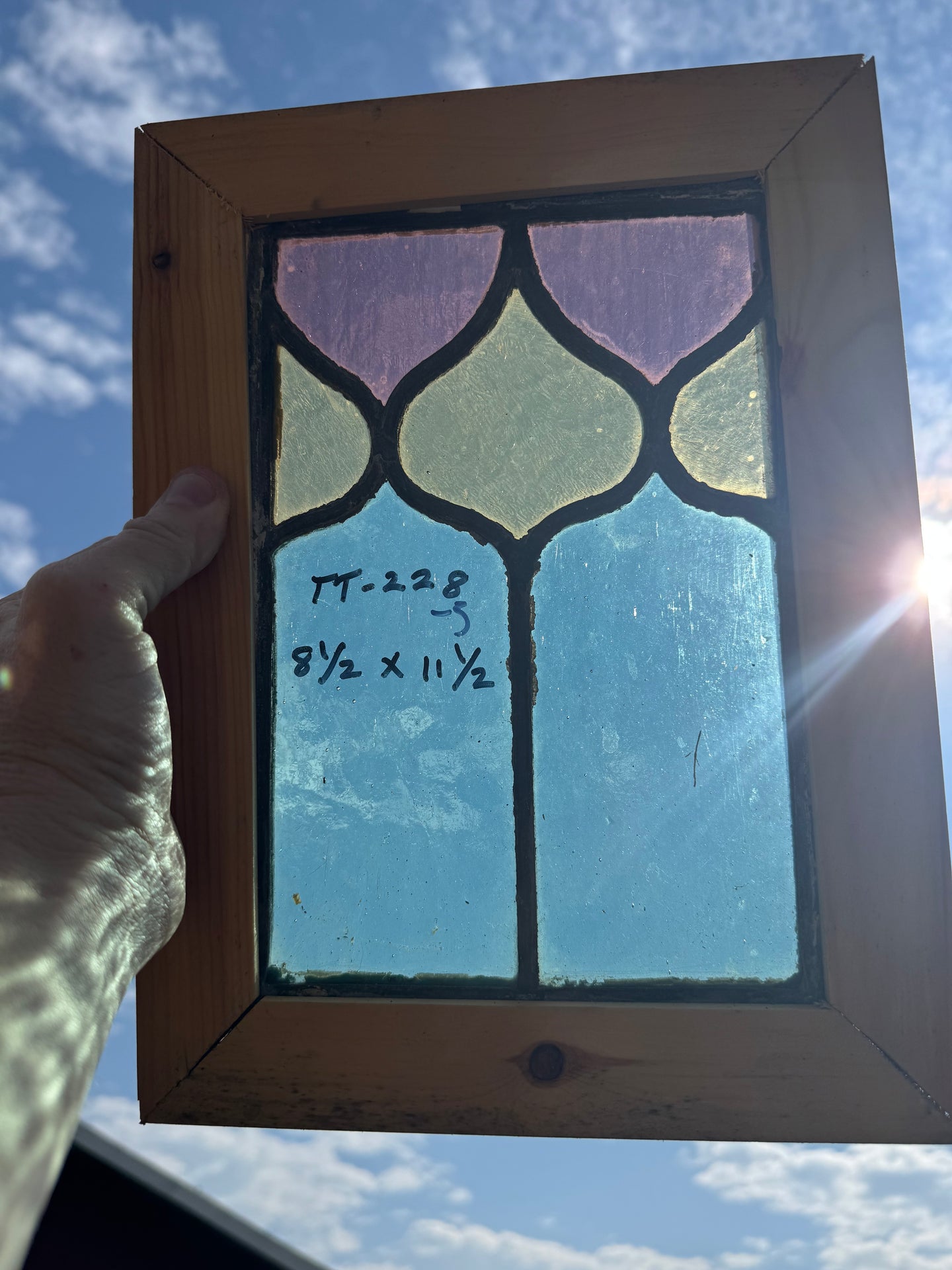 Antique English Stained Glass in Shipping Frame