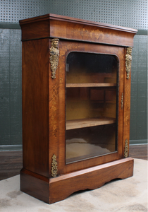 English Victorian Walnut Inlaid Pier Cabinet c.1870