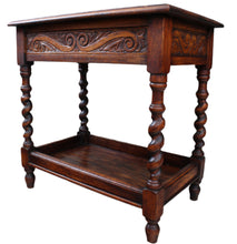 Load image into Gallery viewer, English Carved Oak Table with hidden Drawer c.1900