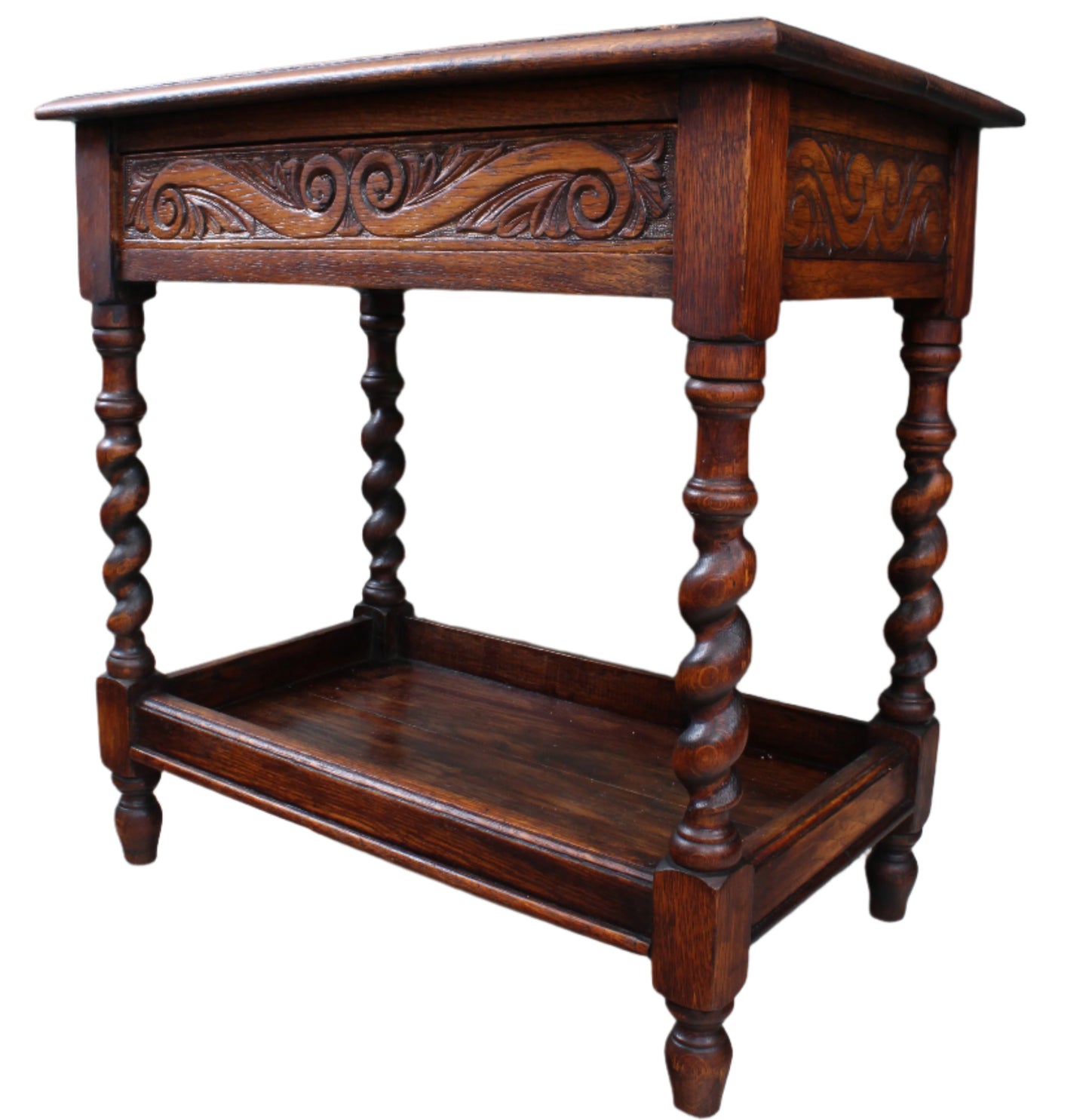 English Carved Oak Table with hidden Drawer c.1900