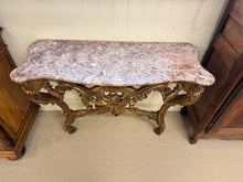 Load image into Gallery viewer, French 1890 Gold Gilt Rococo Style Marble Topped Console