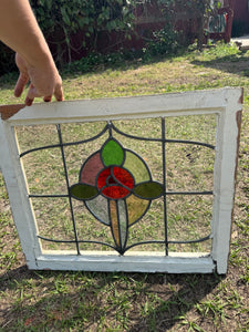 Antique English Stained Glass in Original Frame