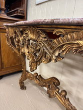 Load image into Gallery viewer, French 1890 Gold Gilt Rococo Style Marble Topped Console