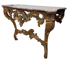 Load image into Gallery viewer, French 1890 Gold Gilt Rococo Style Marble Topped Console
