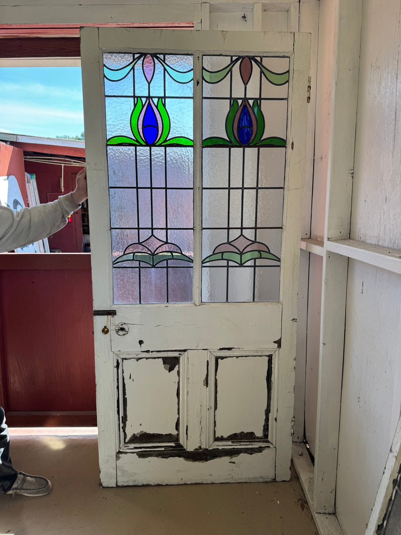 Antique English Stained Glass Door