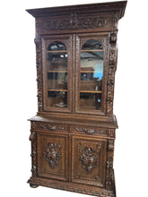 Load image into Gallery viewer, French Oak Bookcase over Cupboard c1880