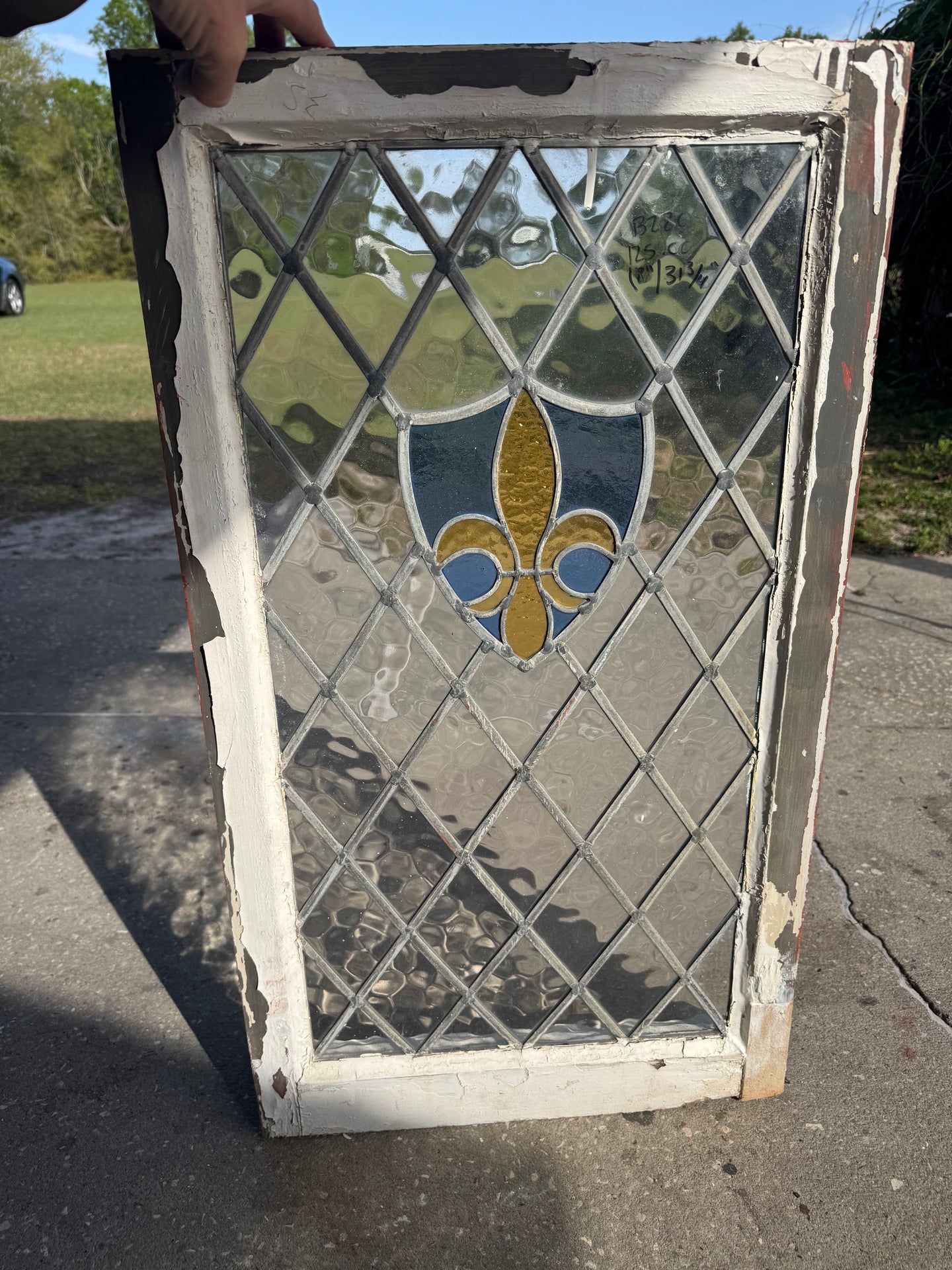 Antique English Stained Glass in Original Frame