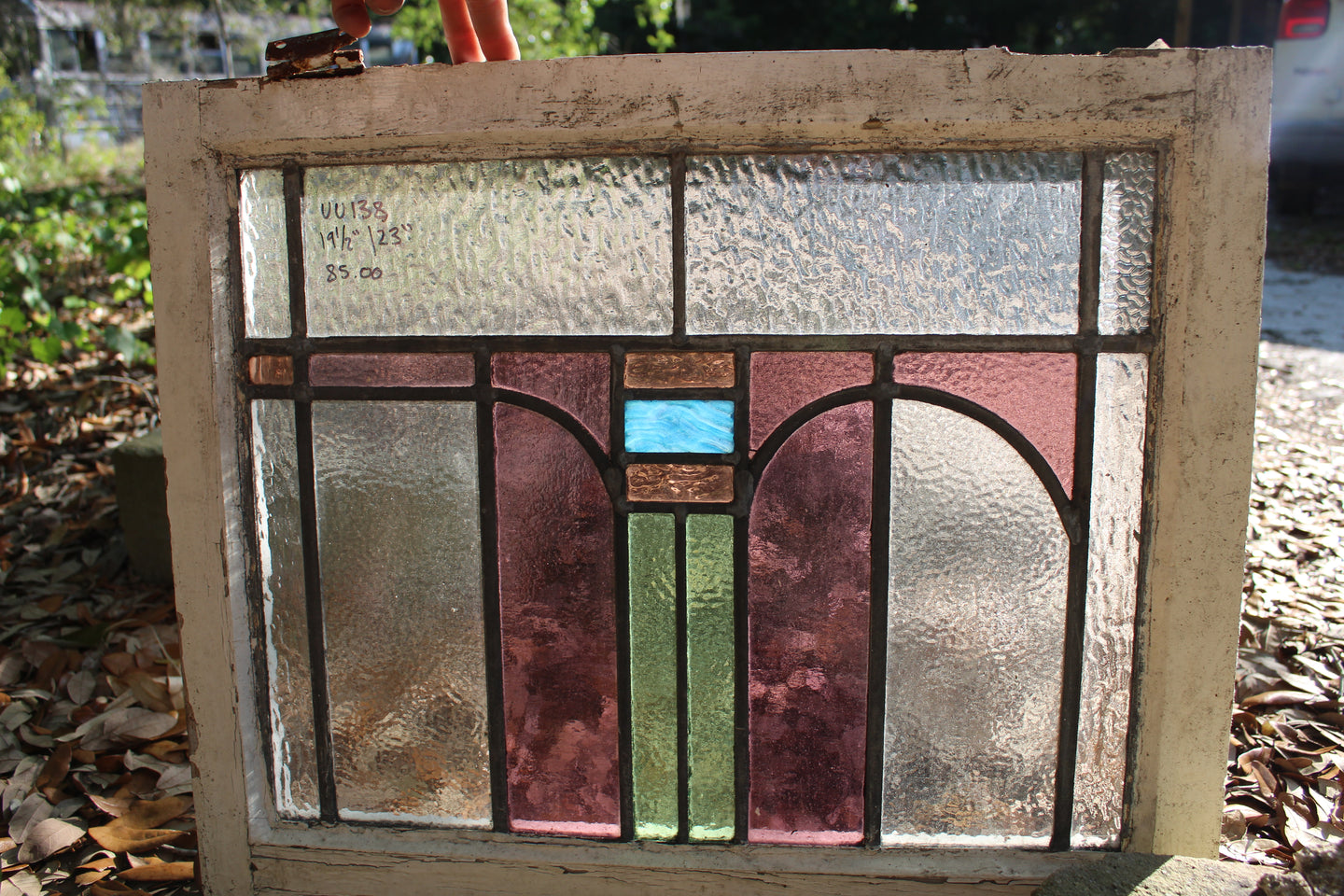 Antique English Stained Glass in Original Frame