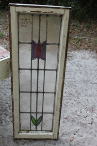 Antique English Stained Glass in Original Frame