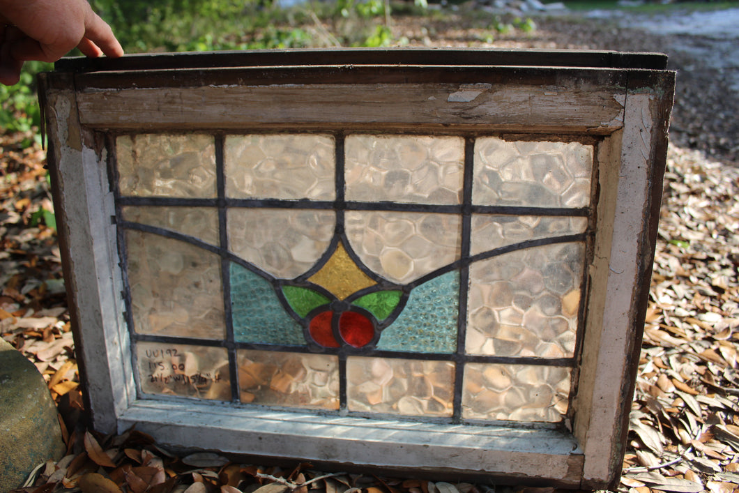 Antique English Stained Glass in Original Frame