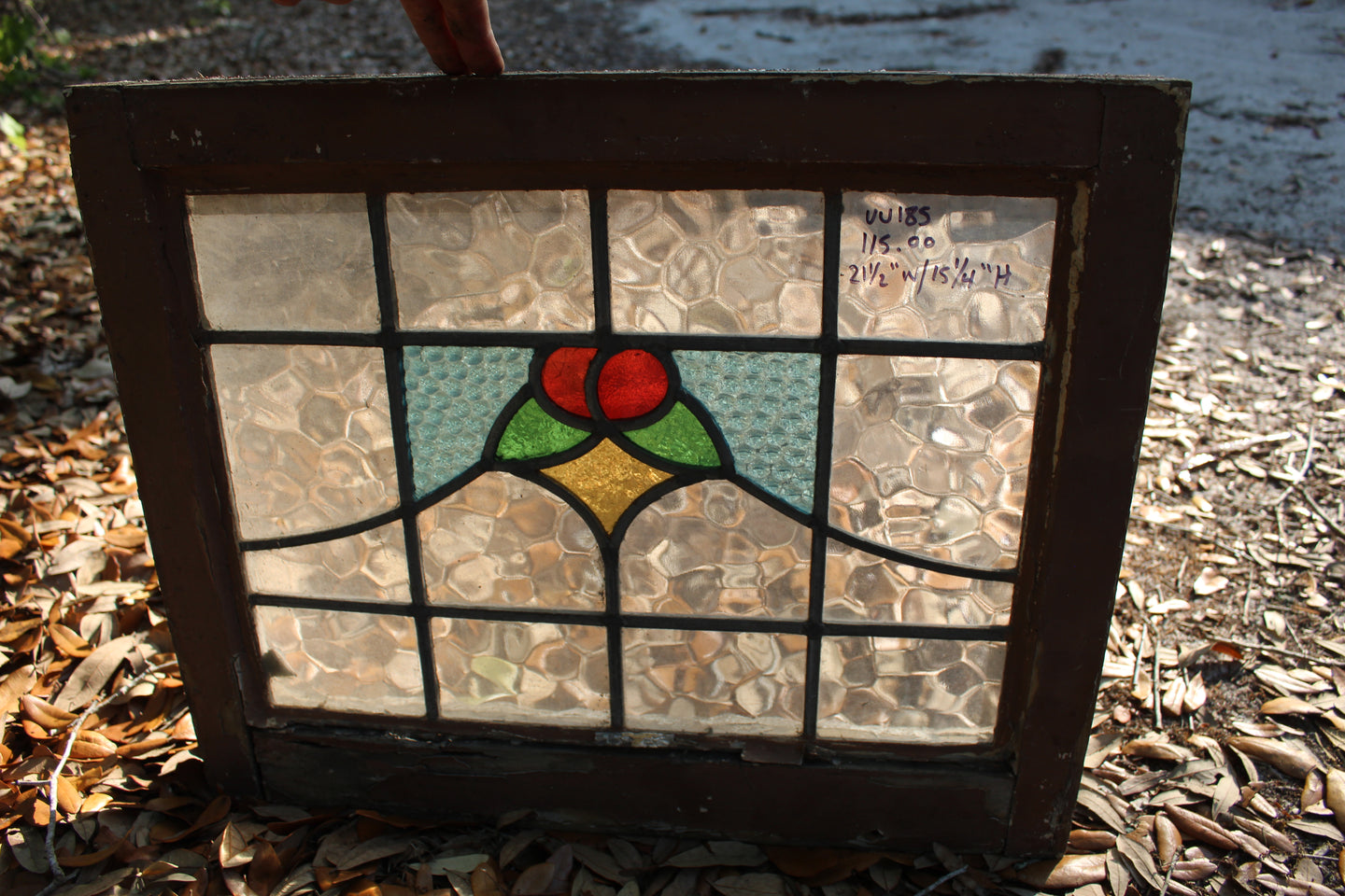 Antique English Stained Glass in Original Frame