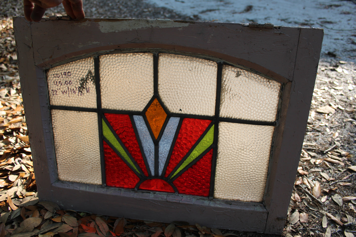 Antique English Stained Glass in Original Frame