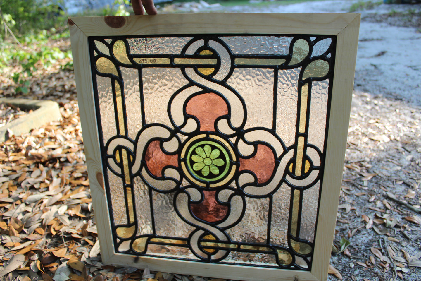 Antique English Stained Glass in Shipping Frame