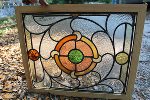 Antique English Stained Glass in Shipping Frame