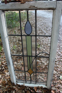 Antique English Stained Glass in Original Frame