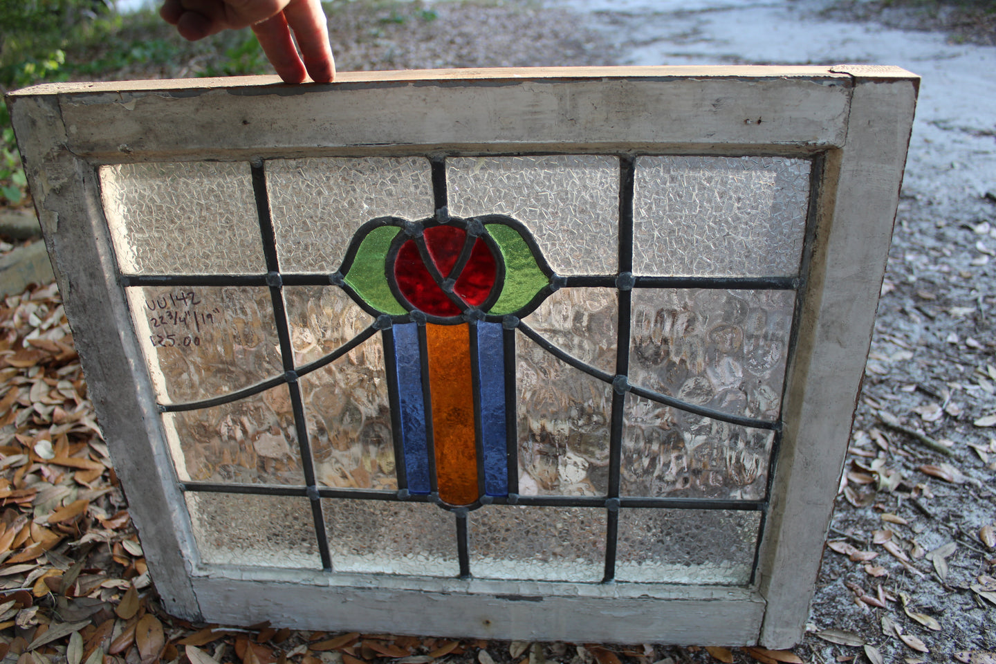 Antique English Stained Glass in Original Frame