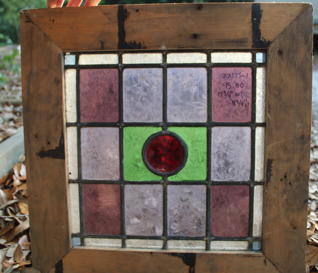 Antique English Stained Glass in Original Frame