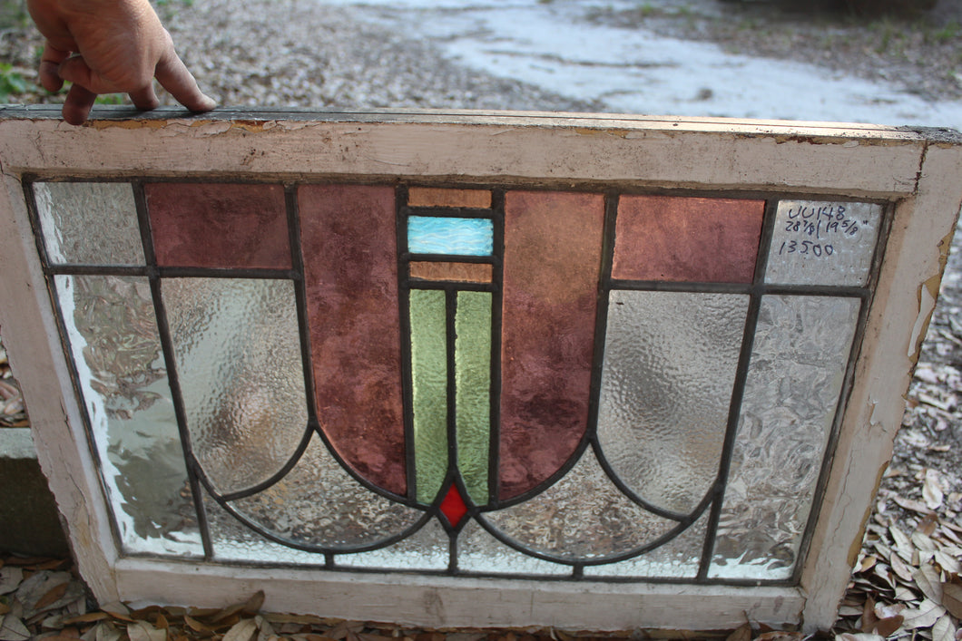 Antique English Stained Glass c.1890 in Original Frame
