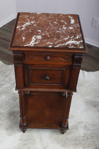 French Walnut Marble Top Chevet c.1890