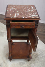 Load image into Gallery viewer, French Walnut Marble Top Chevet c.1890