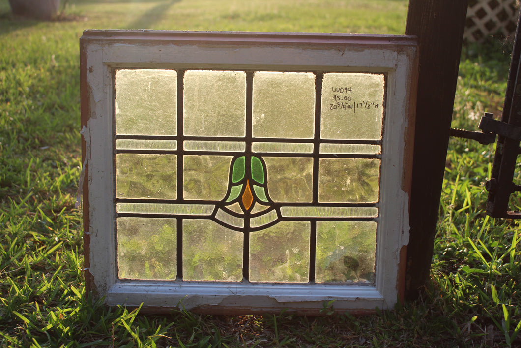 Antique English Stained Glass in Original Frame