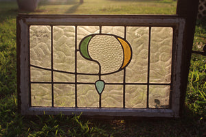 Antique English Stained Glass in Original Frame