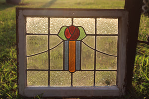 Antique English Stained Glass in Original Frame