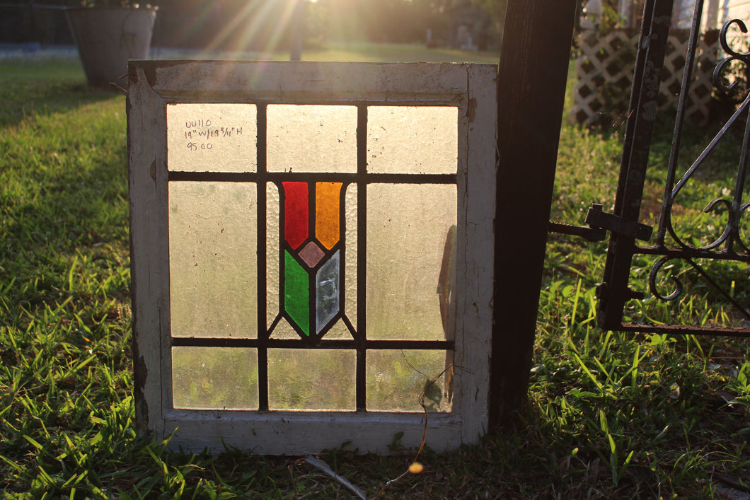 Antique English Stained Glass in Original Frame