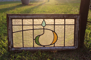 Antique English Stained Glass in Original Frame