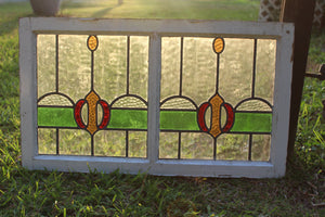 Antique English Stained Glass in Original Frame