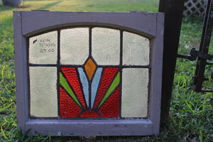 Antique English Stained Glass in Original Frame