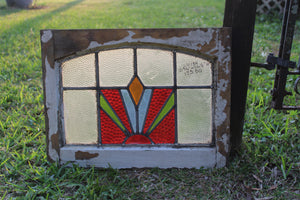 Antique English Stained Glass in Original Frame