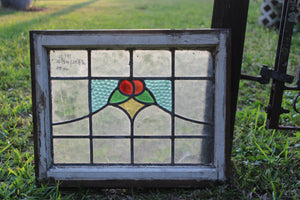 Antique English Stained Glass in Original Frame