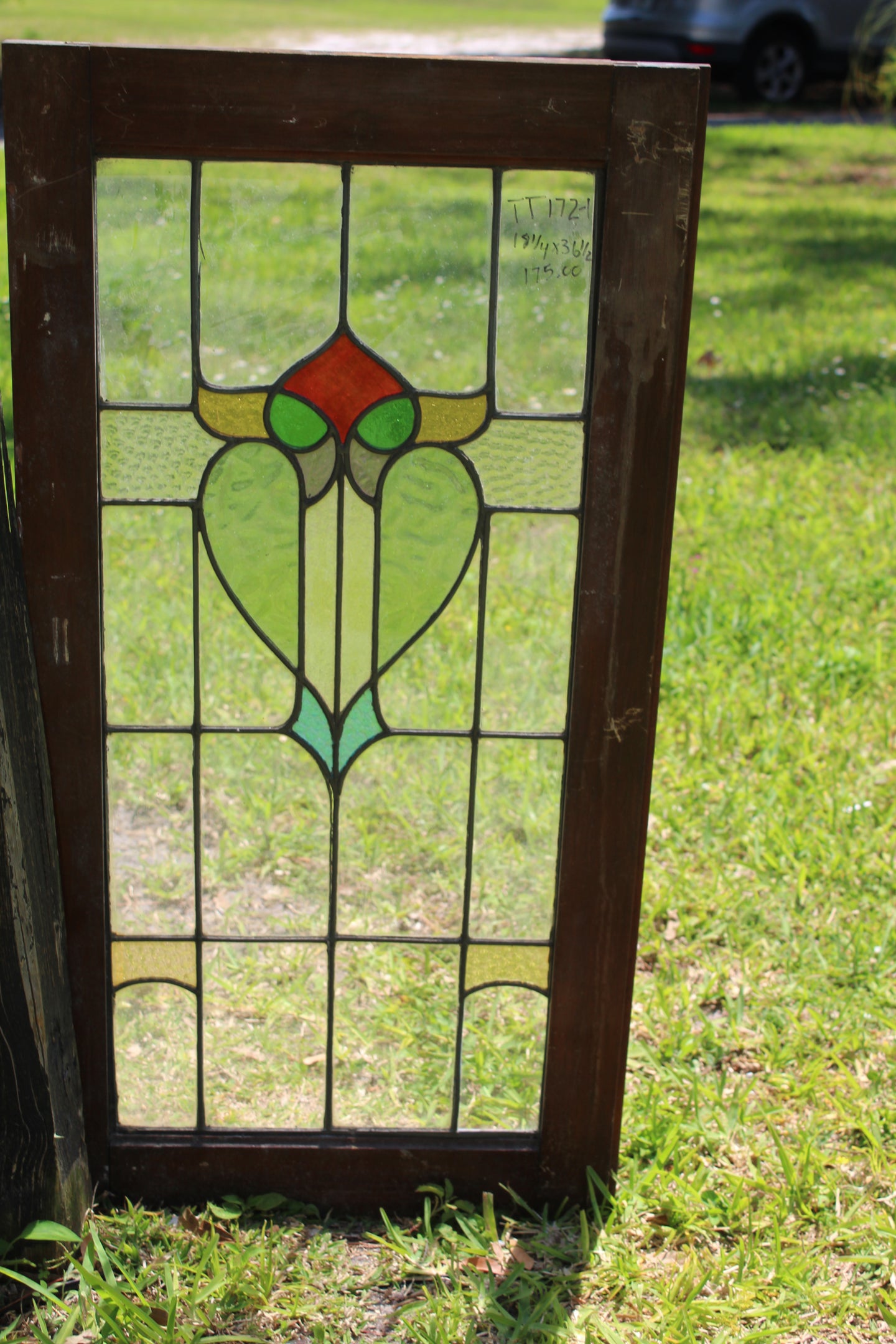 Antique English Stained Glass in Original Frame