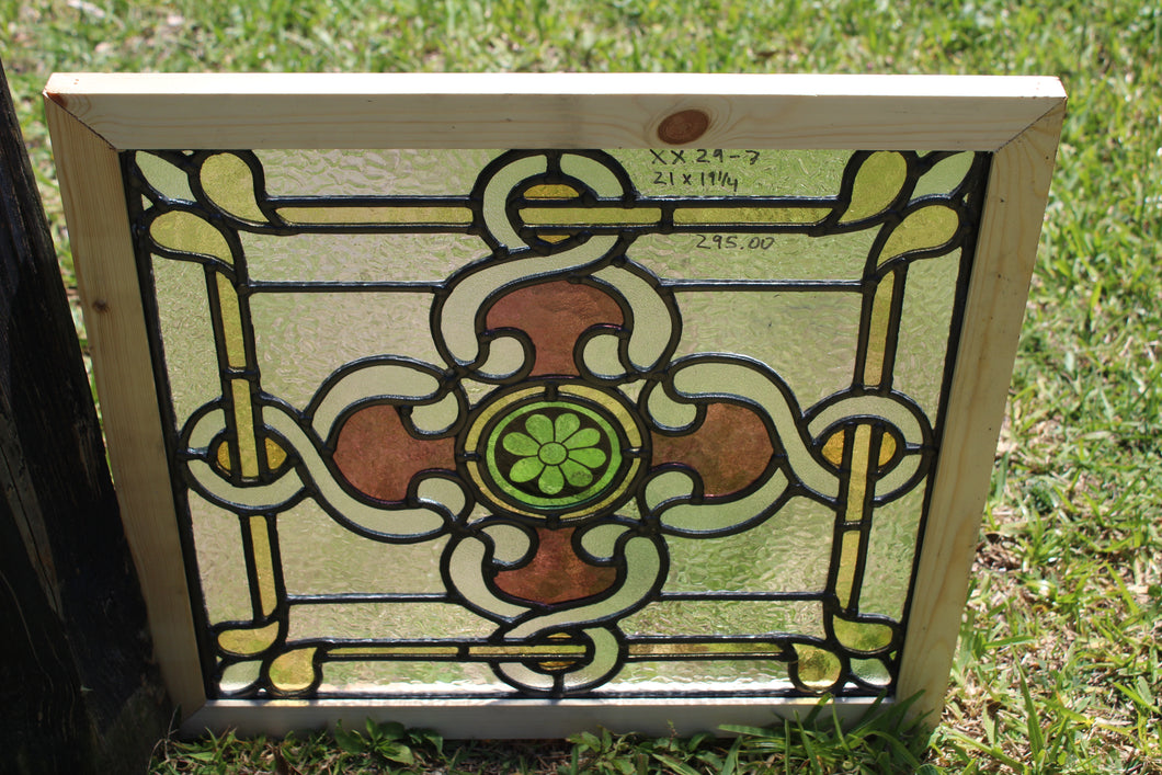 Antique English Stained Glass in Shipping Frame