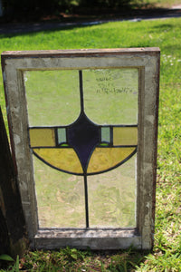 Antique English Stained Glass in Original Frame