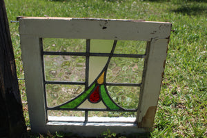 Antique English Stained Glass in Original Frame