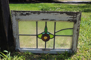 Antique English Stained Glass in Original Frame