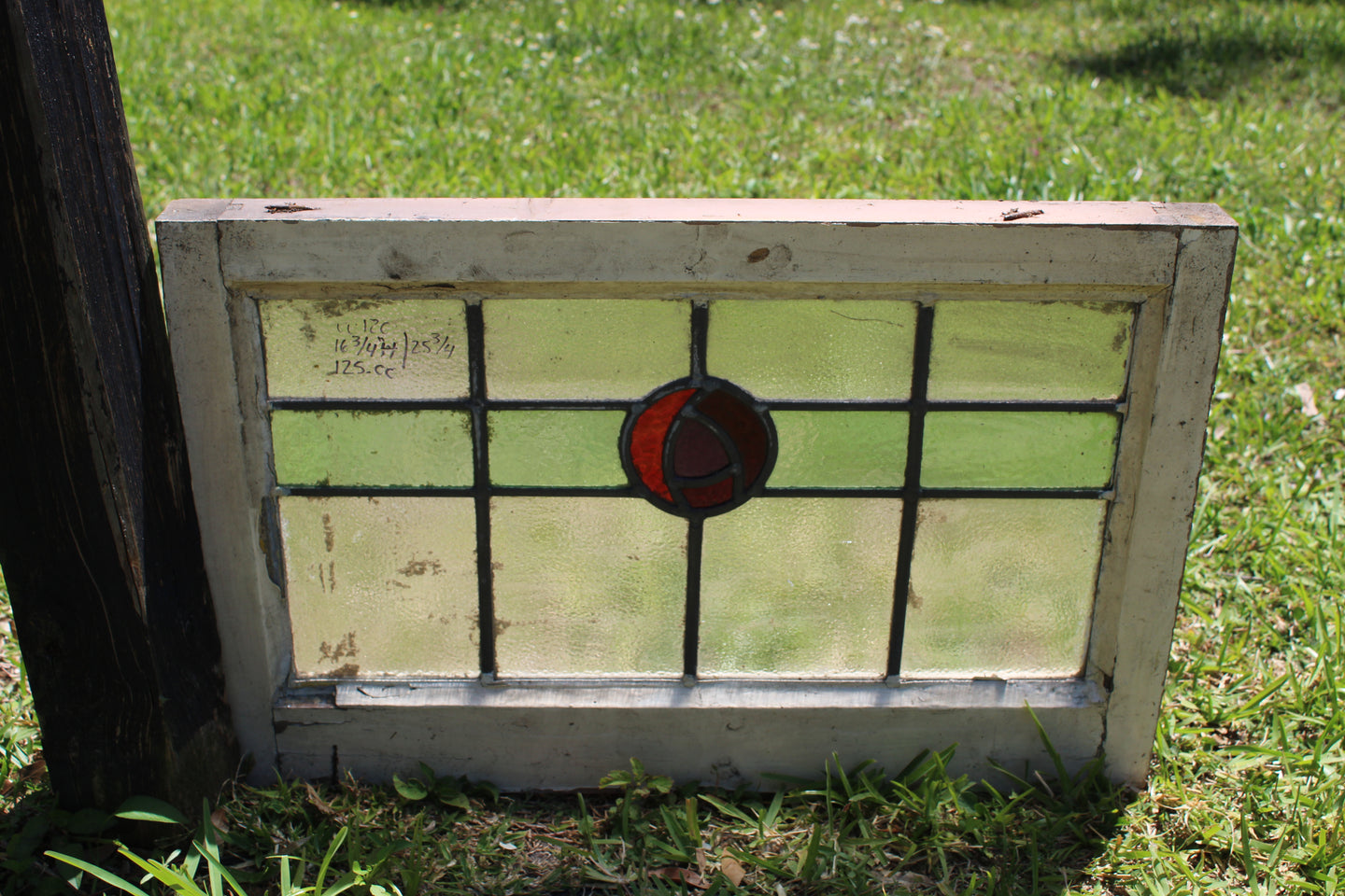 Antique English Stained Glass in Original Frame