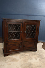 Load image into Gallery viewer, English Oak Leaded Glass Bookcase