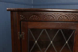 English Oak Leaded Glass Bookcase
