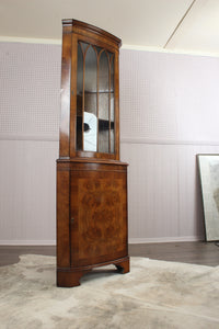 English Burl Walnut Corner Cabinet c.1950