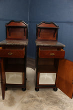 Load image into Gallery viewer, Pair French Marble Top Chevets c.1920