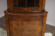 Load image into Gallery viewer, English Burl Walnut Corner Cabinet c.1950