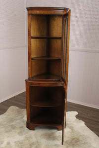 English Burl Walnut Corner Cabinet c.1950